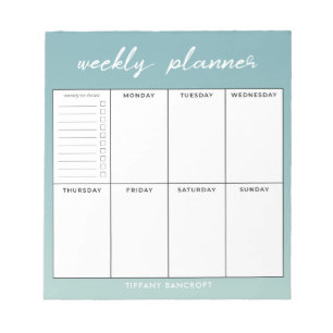 Modern Script Weekly Planner Add Your Name Notepad