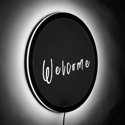Modern Script Welcome LED Sign (Angle)