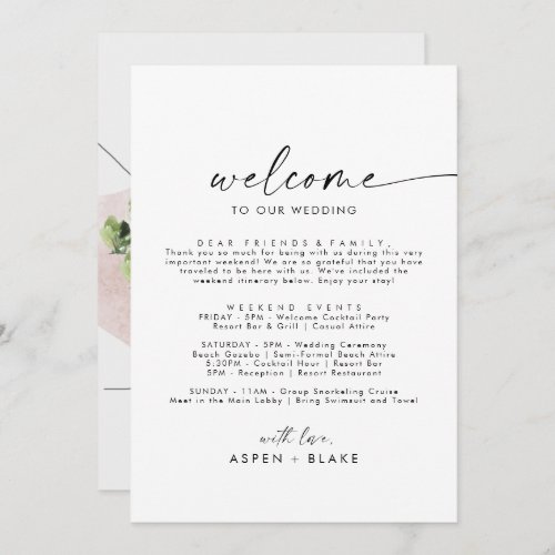 Modern Script Welcome Letter Itinerary  Map