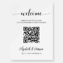 Modern Script Welcome Seating Chart QR Code Sign | Zazzle