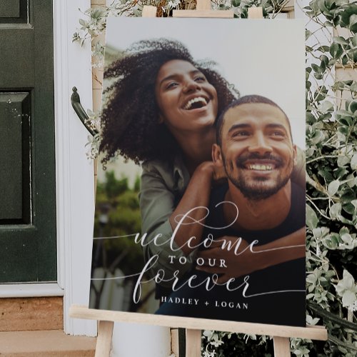Modern Script Welcome To Our Forever Wedding Photo Foam Board