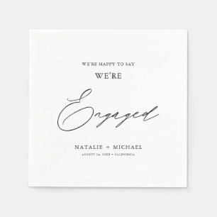 Modern Script We're Engaged Engagement Party Napkins