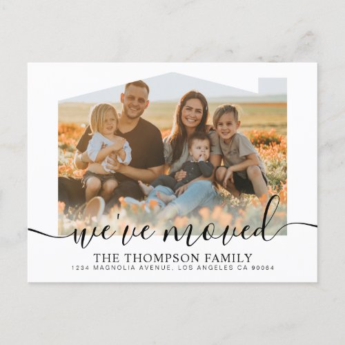 Modern Script Weve Moved New Home Photo Moving Announcement Postcard