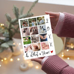 Modern Script What a Year Photo Collage Holiday Postcard<br><div class="desc">Send your custom Christmas wishes to your family and friends while showcasing some of your favorite moments from this year! This modern minimalist Christmas holiday multi-photo collage postcard features a collage of twelve square photos. Below, in modern script lettering is written ´´oh, What a year!´ and on the side, there...</div>