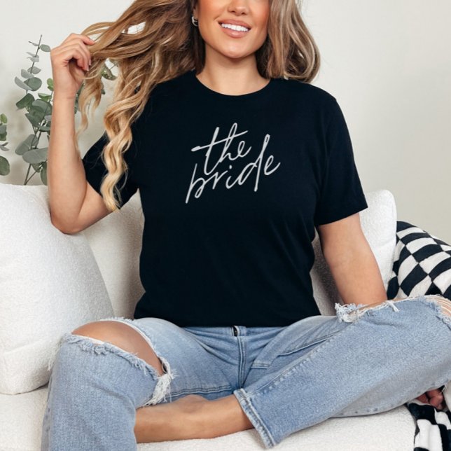 Modern Script White And Black Bride T-Shirt (Creator Uploaded)