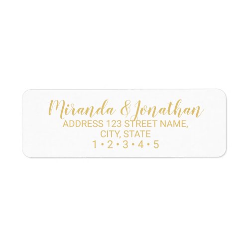 Modern Script White and Gold Wedding Label