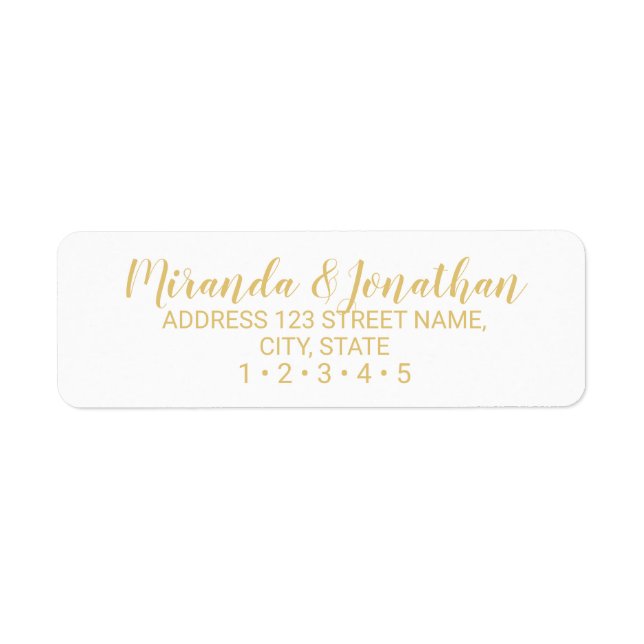 Modern Script White and Gold Wedding Label (Front)