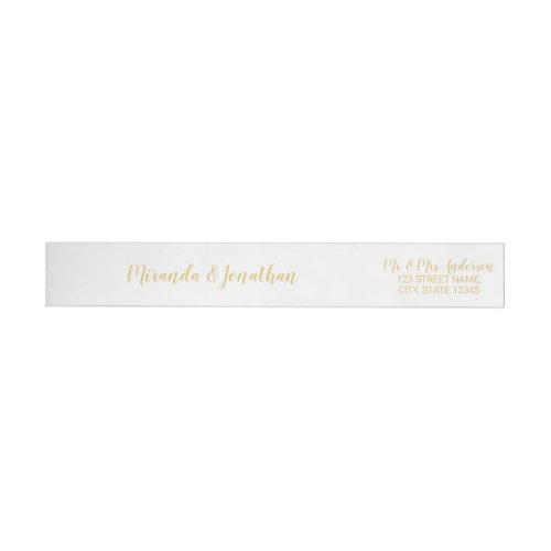 Modern Script White and Gold Wedding Wrap Around Label