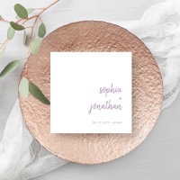 Modern Script | White and Lavender Wedding Napkins