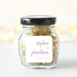 Modern Script White and Lavender | Wedding Square Sticker<br><div class="desc">These elegant,  minimalist wedding stickers feature colorful,  lavender modern script typography and clean,  sans serif text on a white background,  for a simple and stylish design you will love.</div>