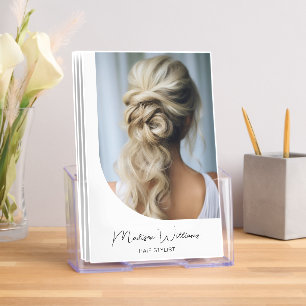 Modern Script White Black Hair Stylist Brochure