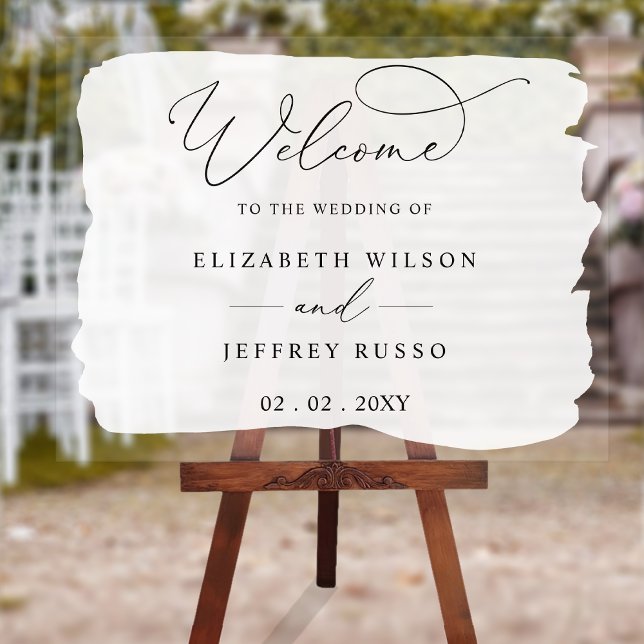 Modern Script White Black Wedding Welcome Sign (Modern Script White Black Wedding Welcome Sign
)