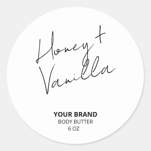 Modern Script White Body Butter Product Labels