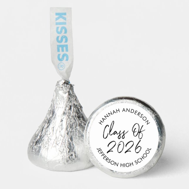 Modern Script White Class of 2025 Graduation Hershey®'s Kisses® (Front)