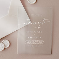 Modern Script White Portuguese Wedding