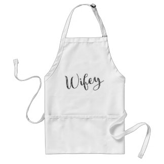 Modern Script Wifey Adult Apron