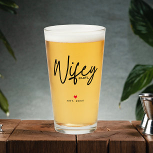 Modern Script Wifey Fuel Established Date Glass