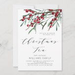 Modern Script Winter Berries Christmas Tea Invitation<br><div class="desc">Invite your friends and loved ones to a sumptuous holiday dinner and party with this modern elegant invitation featuring watercolor winter berries,  botanical leaf stems,  and sophisticated script lettering of "Christmas Party".</div>