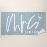 Modern script writing MRS honeymoon wedding gift Beach Towel<br><div class="desc">Modern,  hand lettered script calligraphy to let everyone know this isn't just a holiday. This is your honeymoon. Part of a collection. Change the colour to customize.</div>