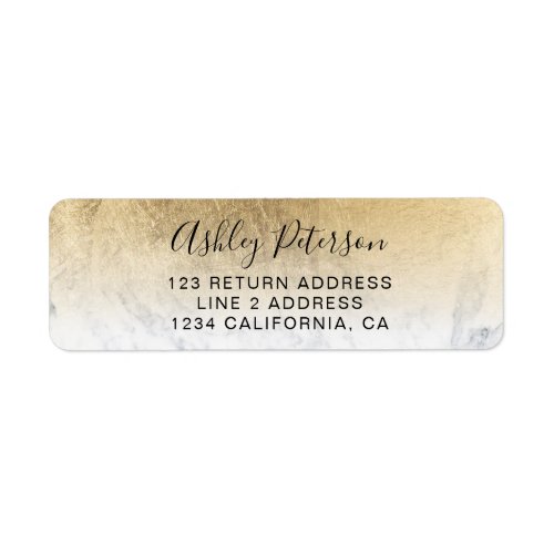 Modern script yellow gold foil ombre marble label