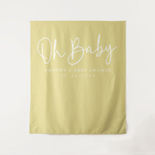 Modern Script Yellow Oh Baby Baby Shower Backdrop