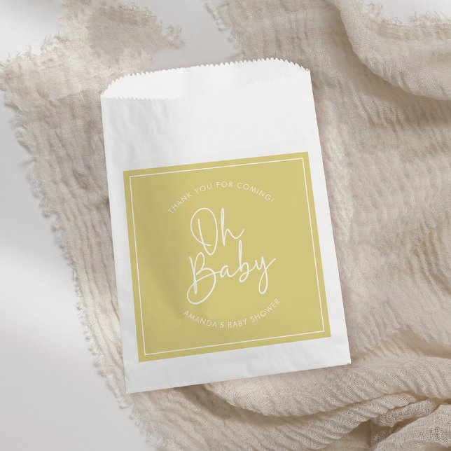 Modern Script Yellow Oh Baby Simple Baby Shower Favor Bag (Creator Uploaded)