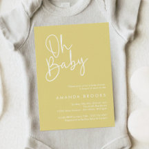 Modern Script Yellow Oh Baby Simple Baby Shower
