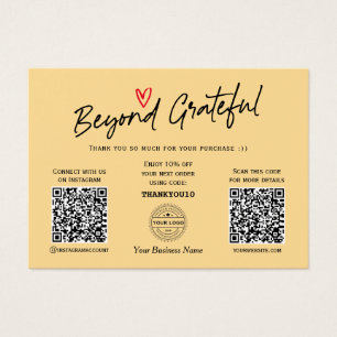 Modern Script Yellow QR code gift certificate card