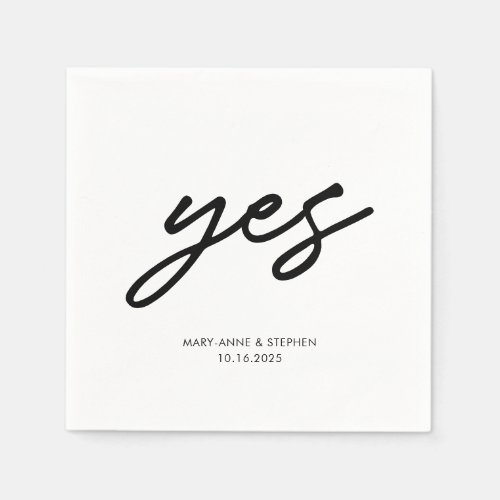 Modern Script Yes Engagement Wedding Party Napkins
