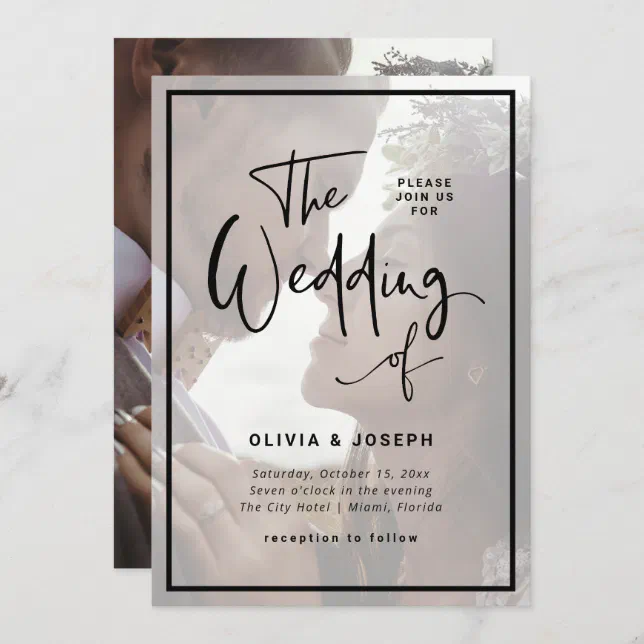 Modern Script | Your Photo with Overlay Wedding Invitation | Zazzle