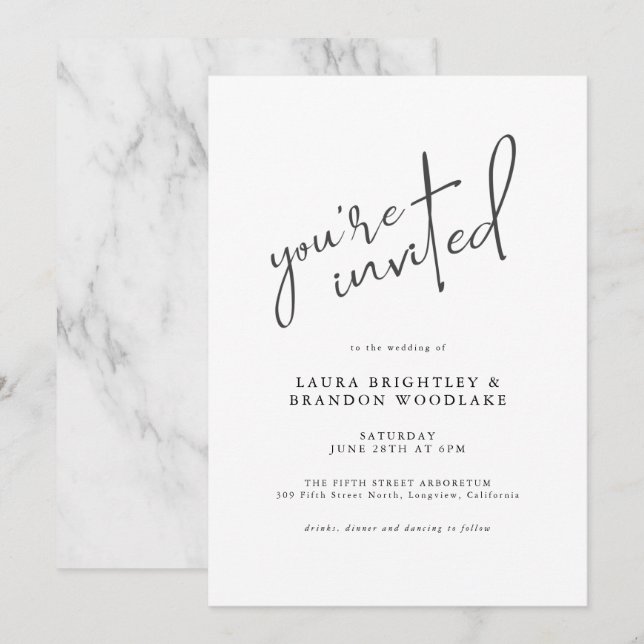 Modern Script You're Invited to our Wedding Invitation (Front/Back)