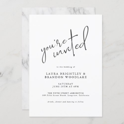 Modern Script Youre Invited to our Wedding Invitation