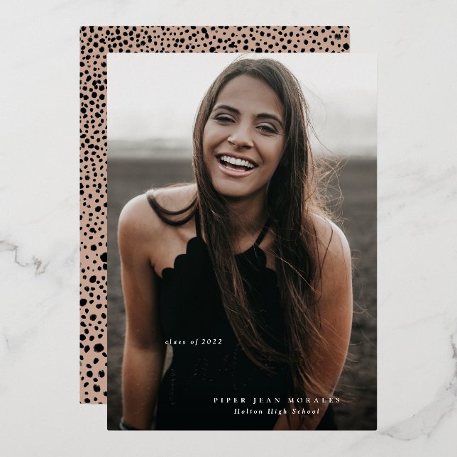 Modern Scripted Graduate Full Photo Graduation Foil Invitation (Front/Back)