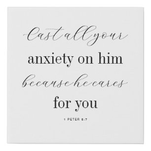 Modern Scripture 1 Peter 5:7 Faux Canvas Print