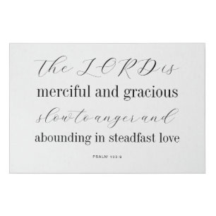 Modern Scripture Psalm 103:8 Faux Canvas Print