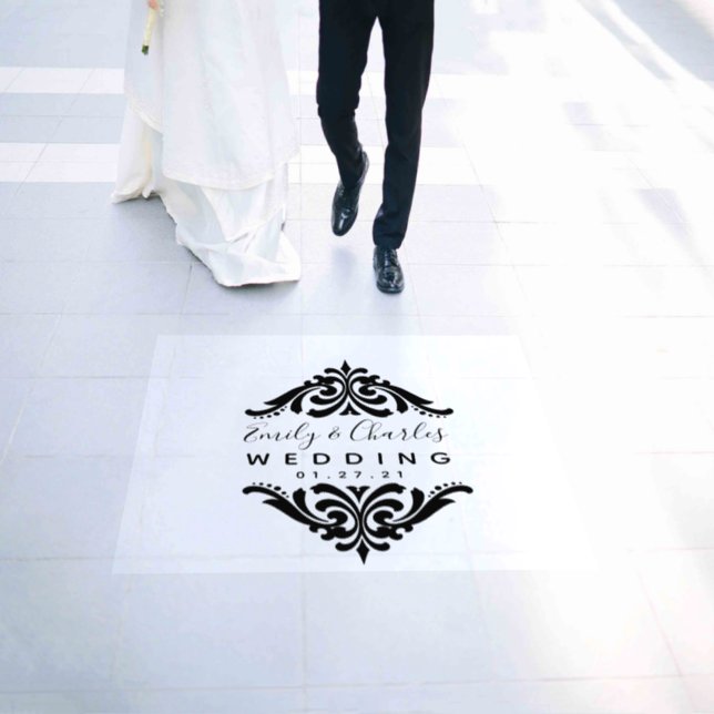 Modern Scroll Shapes Wedding Floor Decals (Wedding)