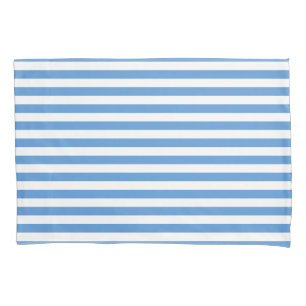 Modern Sea Blue and White Stripe Beachy Pillow Case