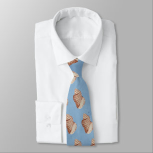 Modern Sea Blue Seashell Neck Tie