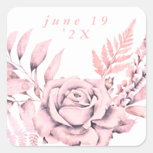 Modern   Sea Coral Floral   Watercolor Girl Baby Square Sticker