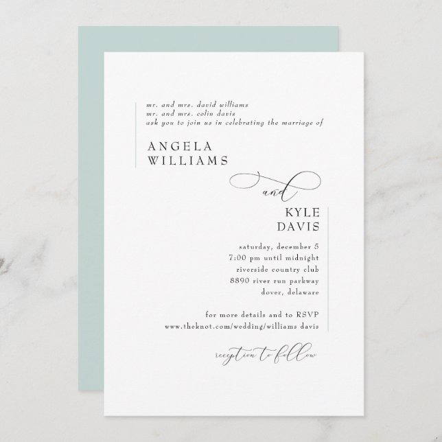 Modern Sea Glass Wedding Invitation (Front/Back)