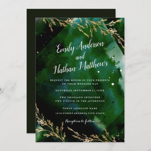 Modern Sea Green Emerald Wedding Invitation