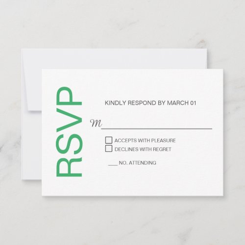 Modern Sea Green White Wedding RSVP Response Reply