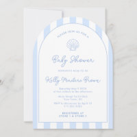Modern Sea Shell Blue & White Coastal Baby Shower