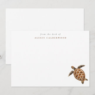 Modern Sea Turtle Personalized Note Card