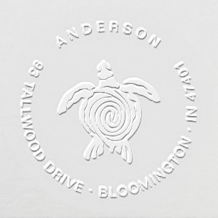 Modern Sea Turtle Simple Family Return Address Embosser