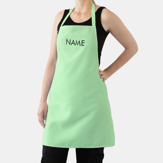Modern seafoam mint green custom name text apron (Insitu)
