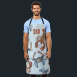Modern Seafood Lobster and Crabs Trendy Dad Apron<br><div class="desc">This design features a fun modern kitchen funny chef dad, bbq cook family father's day, a fun and humor men cook culinary male, grill grillmaster cute unique, seafood shellfish Atlantic red, Maine ocean animal crustacean, father's day gift ideas, with lobster claws food to boil, lobster seafood crab party, watercolor beach...</div>