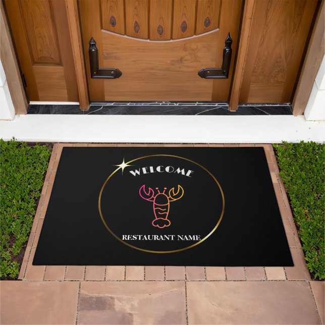 Modern seafood welcome crawfish gradient DIY Name Doormat (Outdoor)