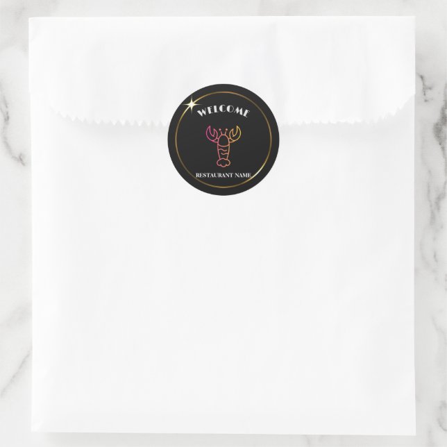 Modern seafood welcome crawfish Lobster Name Classic Round Sticker (Bag)