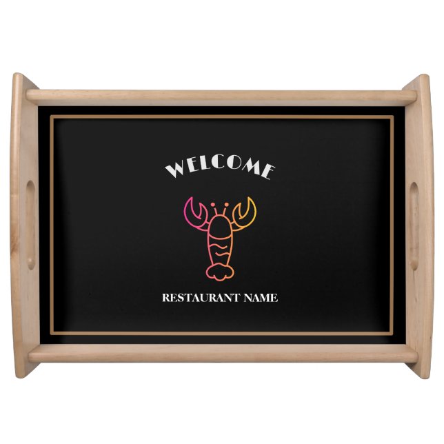 Modern seafood welcome crawfish Lobster Name Serving Tray (Front)